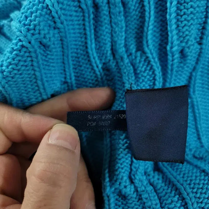 [BUNJANG] Polo Ralph Lauren Cable Knit Cotton Sweater / 폴로랄프로렌 라이트블루 옐로우포니 케이블패턴 꽈배기패턴 라운드넥 코튼 니