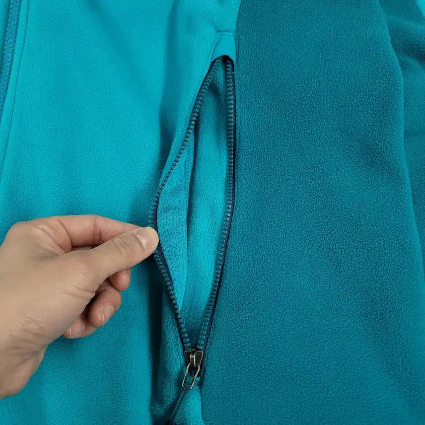 [BUNJANG] Adidas Fleece Jacket / 아디다스 라이트블루 청록 옐로우 배색 로고 레글런 기모 플리스 후리스 자