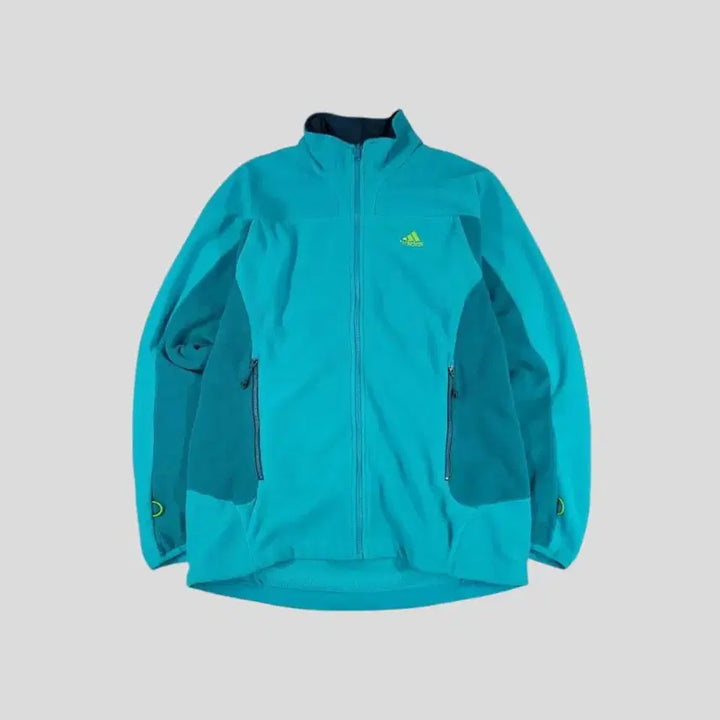 [BUNJANG] Adidas Fleece Jacket / 아디다스 라이트블루 청록 옐로우 배색 로고 레글런 기모 플리스 후리스 자