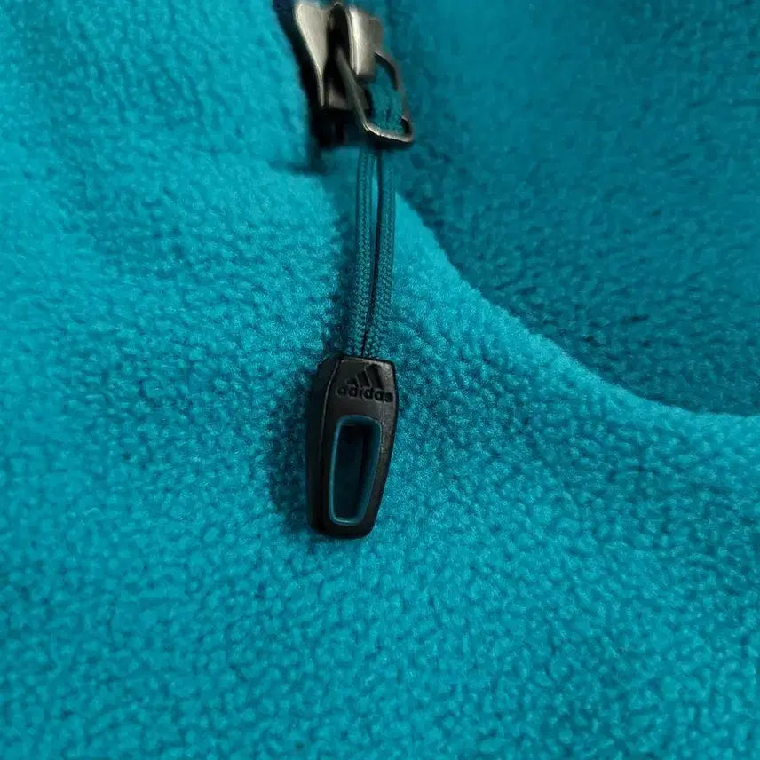 [BUNJANG] Adidas Fleece Jacket / 아디다스 라이트블루 청록 옐로우 배색 로고 레글런 기모 플리스 후리스 자