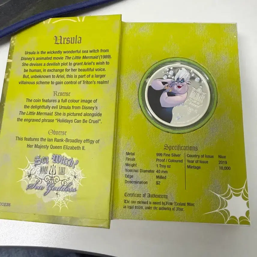[BUNJANG] Disney Ursula 1oz Silver Coin / 디즈니 빌런 우르슬라 1온스은화