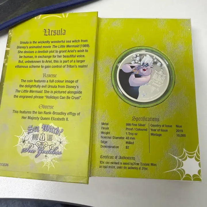 [BUNJANG] Disney Ursula 1oz Silver Coin / 디즈니 빌런 우르슬라 1온스은화