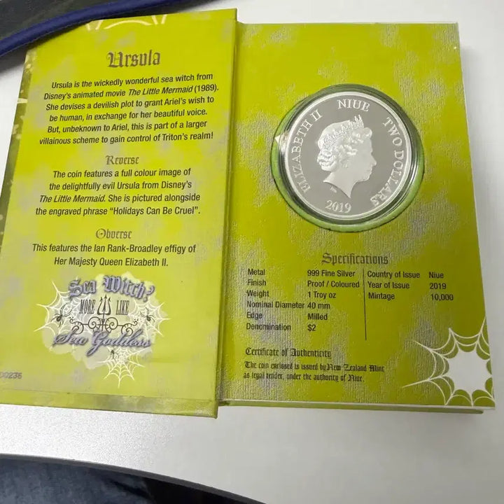 [BUNJANG] Disney Ursula 1oz Silver Coin / 디즈니 빌런 우르슬라 1온스은화