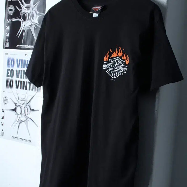 [BUNJANG] Harley-Davidson Motorcycle Graphic T-shirt / (M-L) 할리데이비슨 반팔 티셔츠 바이크 타이거 서울 불꽃-182FC