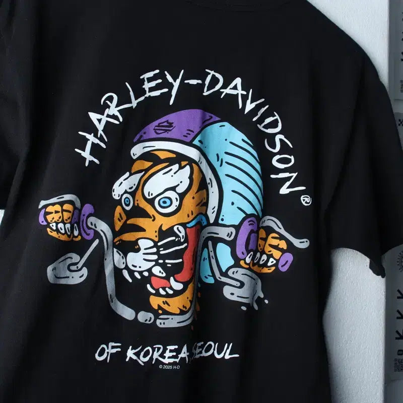 [BUNJANG] Harley-Davidson Motorcycle Graphic T-shirt / (M-L) 할리데이비슨 반팔 티셔츠 바이크 타이거 서울 불꽃-182FC