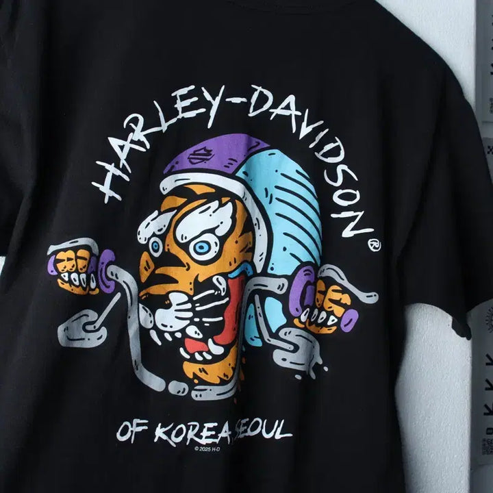 [BUNJANG] Harley-Davidson Motorcycle Graphic T-shirt / (M-L) 할리데이비슨 반팔 티셔츠 바이크 타이거 서울 불꽃-182FC
