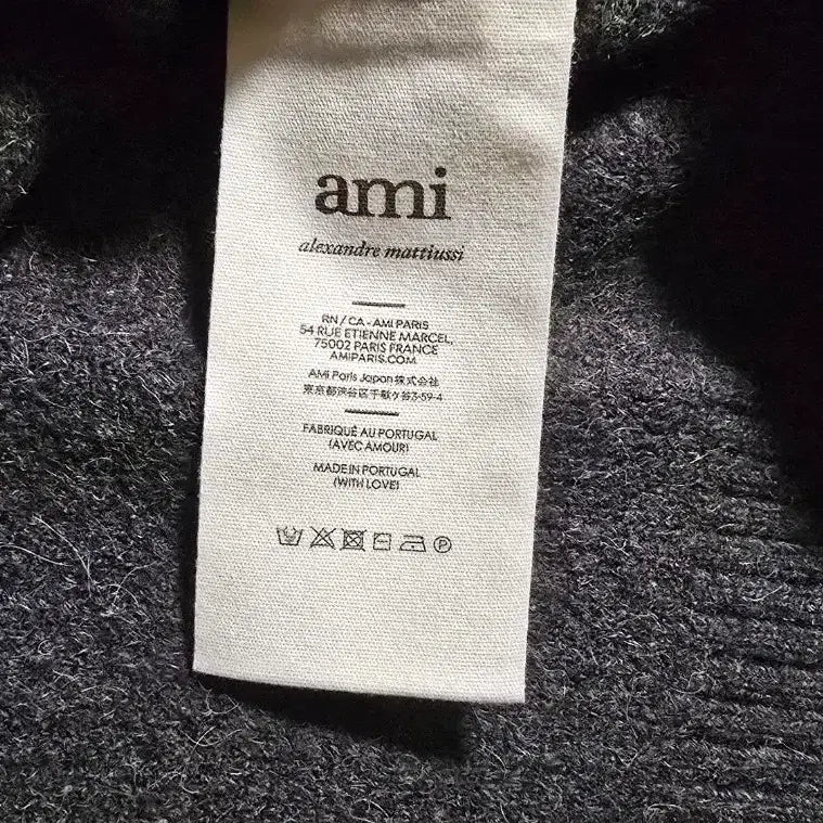 [SOLD OUT] 아미 알파카 크루넥 스웨터 인타르시아 니트 그레이 XL(105)