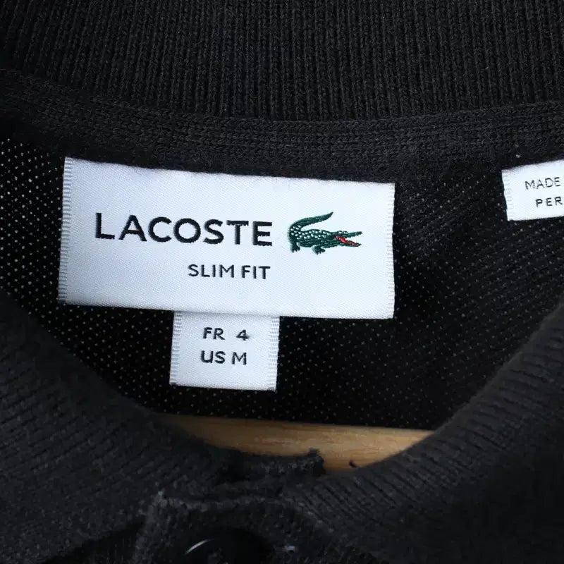 [BUNJANG] Lacoste Small Logo Polo Shirt (Black) / (M-L) 라코스테 반팔 카라 티셔츠 스몰로고 블랙 놈코어-182FD