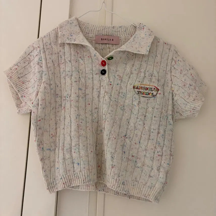 [BUNJANG] Vanilla.B Knitted Short Sleeve Polo Shirt / 바닐라비 니트 반팔 카라티