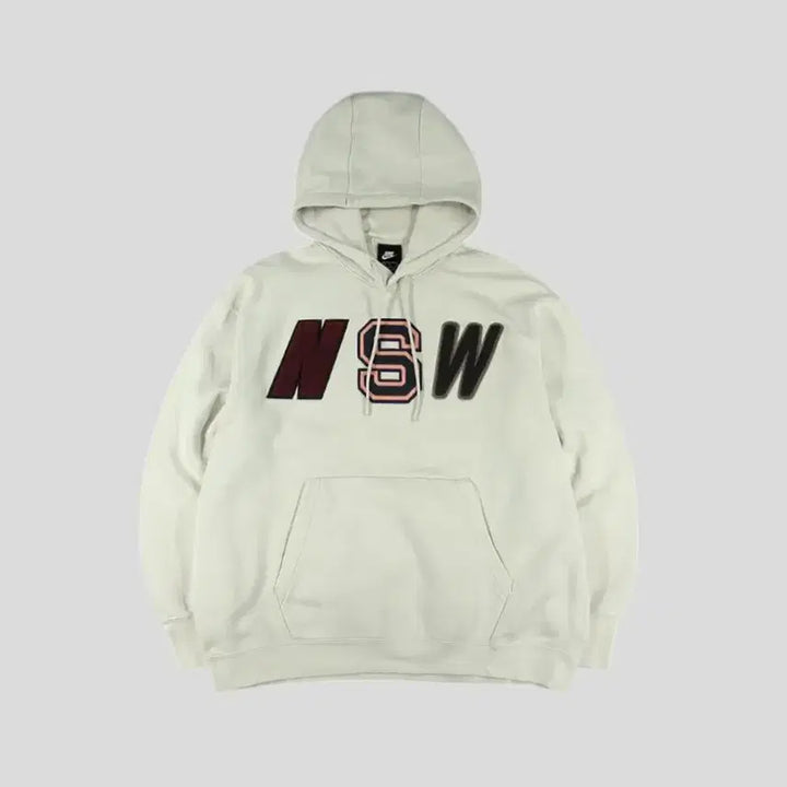 [BUNJANG] Nike Ivory Multi-color NSW Spellout Big Boucle Logo Sweatshirt / 나이키 아이보리톤 멀티컬러 NSW 스펠아웃 빅 부클로고 기모 코튼블렌드