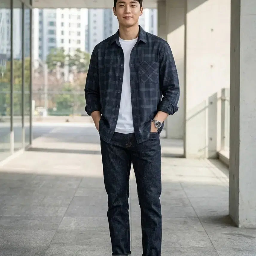 [BUNJANG] DRAW FIT Linen Blend Check Shirt (L) / 드로우핏(DRAW FIT) 린넨 혼방 체크 셔츠 (L)
