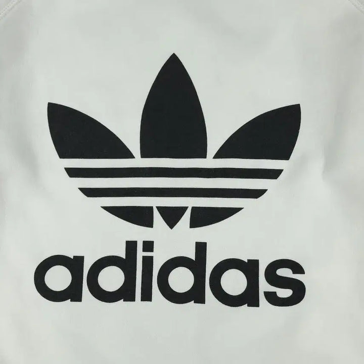 [BUNJANG] Adidas Big Trefoil Logo Raglan Sweatshirt / 아디다스 화이트 블랙 빅트레포일 로고 레글런 코튼블렌드 맨투맨 티셔츠 M