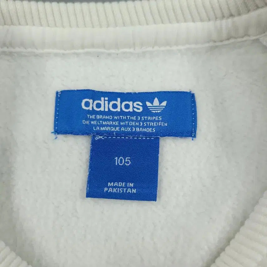 [BUNJANG] Adidas Big Trefoil Logo Raglan Sweatshirt / 아디다스 화이트 블랙 빅트레포일 로고 레글런 코튼블렌드 맨투맨 티셔츠 M