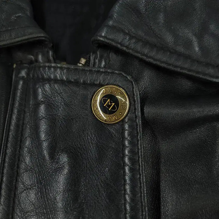 [BUNJANG] Vintage Black Raglan Hidden Zipper Four-Pocket Lambskin Leather Jacket / 빈티지 에이징 블랙 레글런 히든지퍼 포포켓 카라넥 램스킨 양가죽 레더자켓