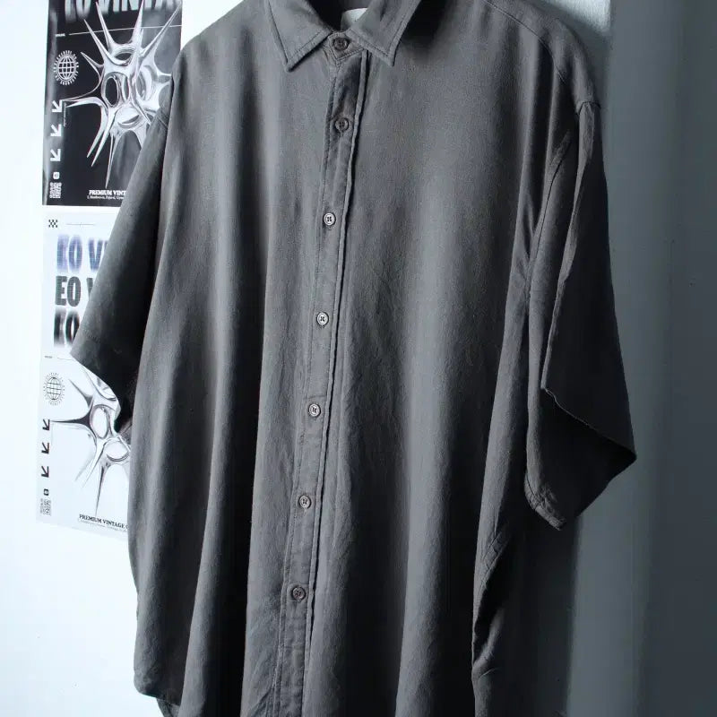 [BUNJANG] Lafarge Store Charcoal Solid Short Sleeve Shirt / (L) 라퍼지스토어 반팔셔츠 남방 차콜 무지 놈코어-18300