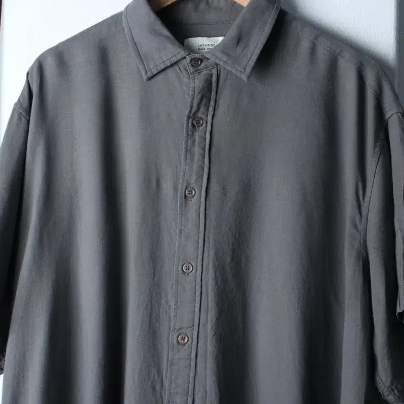 [BUNJANG] Lafarge Store Charcoal Solid Short Sleeve Shirt / (L) 라퍼지스토어 반팔셔츠 남방 차콜 무지 놈코어-18300