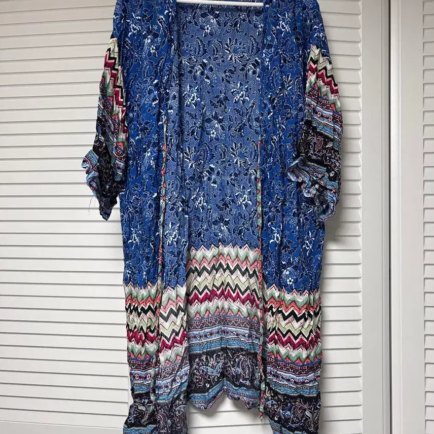 [BUNJANG] Blue Pattern Robe Cardigan / 블루 패턴 로브 가디건