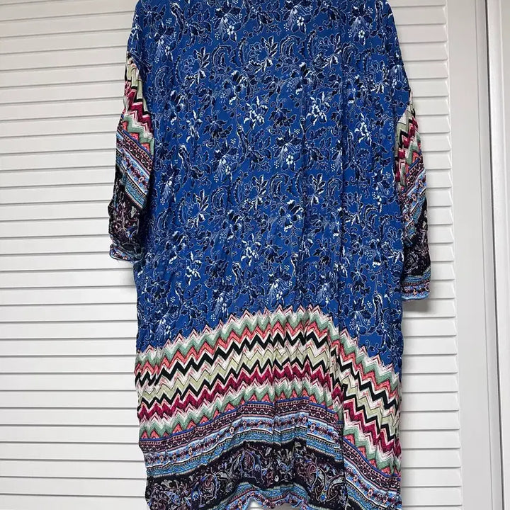 [BUNJANG] Blue Pattern Robe Cardigan / 블루 패턴 로브 가디건