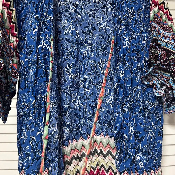 [BUNJANG] Blue Pattern Robe Cardigan / 블루 패턴 로브 가디건
