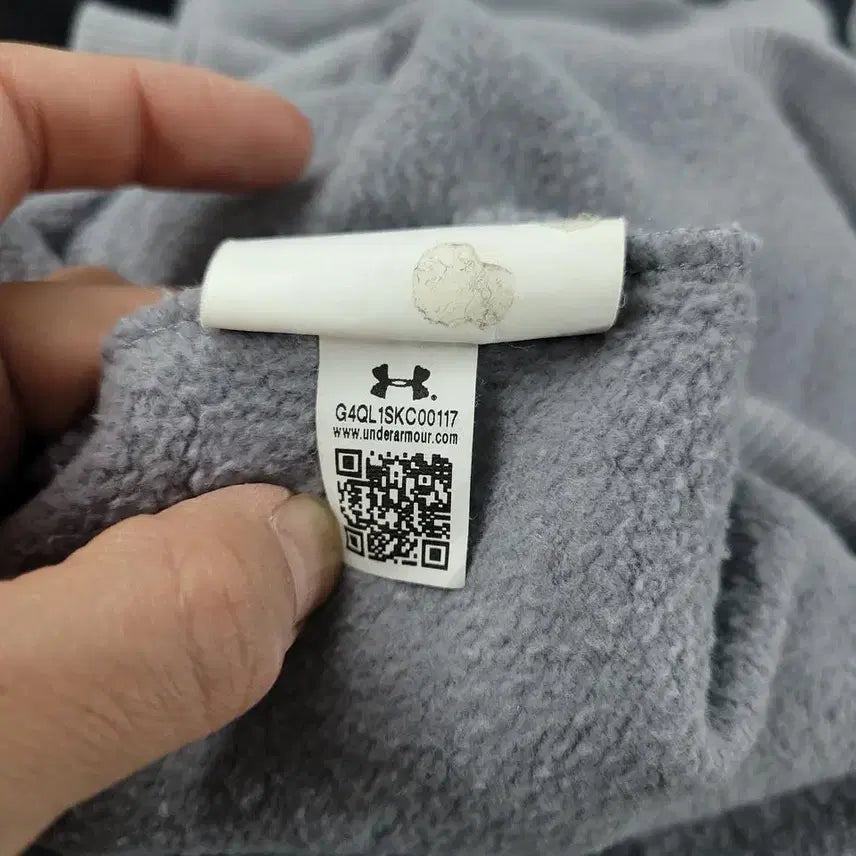 [BUNJANG] Under Armour Half-Zip Pullover Hoodie / 언더아머 그레이 블랙 배색 로고 하프집업 반집업 기모 코튼블렌드 후드 티