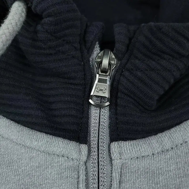 [BUNJANG] Under Armour Half-Zip Pullover Hoodie / 언더아머 그레이 블랙 배색 로고 하프집업 반집업 기모 코튼블렌드 후드 티