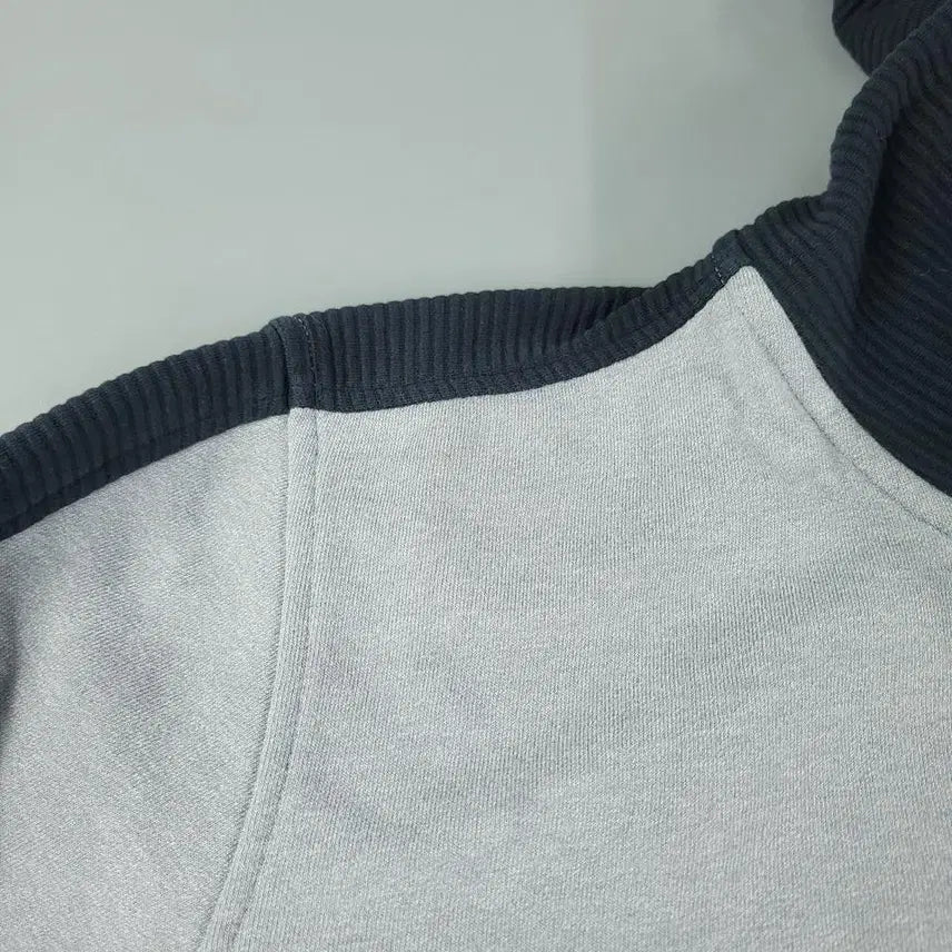 [BUNJANG] Under Armour Half-Zip Pullover Hoodie / 언더아머 그레이 블랙 배색 로고 하프집업 반집업 기모 코튼블렌드 후드 티