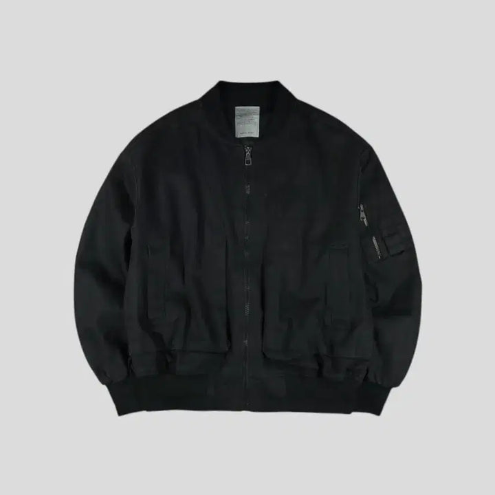 [BUNJANG] MAISON MINED Pigment Black Cut Canvas Cotton Jacket / MAISON MINED 메종미네드 피그먼트 블랙 절개 암포켓 캔버스 코튼