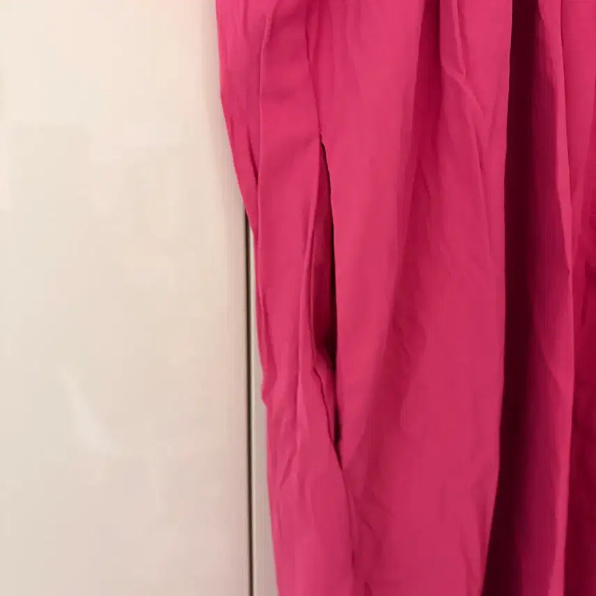 [BUNJANG] Pink V-Neck Short Sleeve Long Dress / 핑크색 브이넥 반팔 롱 원피스