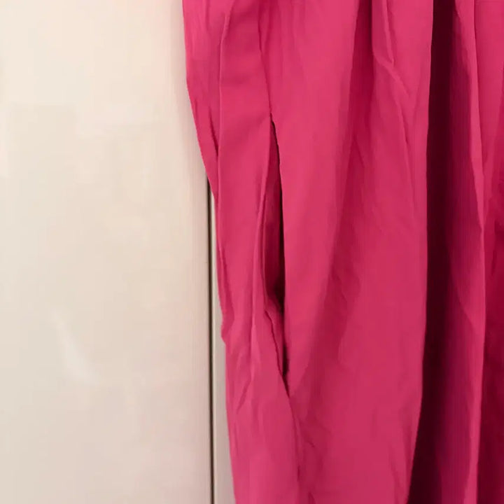 [BUNJANG] Pink V-Neck Short Sleeve Long Dress / 핑크색 브이넥 반팔 롱 원피스