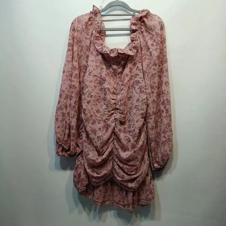 [BUNJANG] Pink Floral Shirred Long Dress (Size 80) / 핑크 플라워 셔링 롱원피스80사이즈 여름 64161