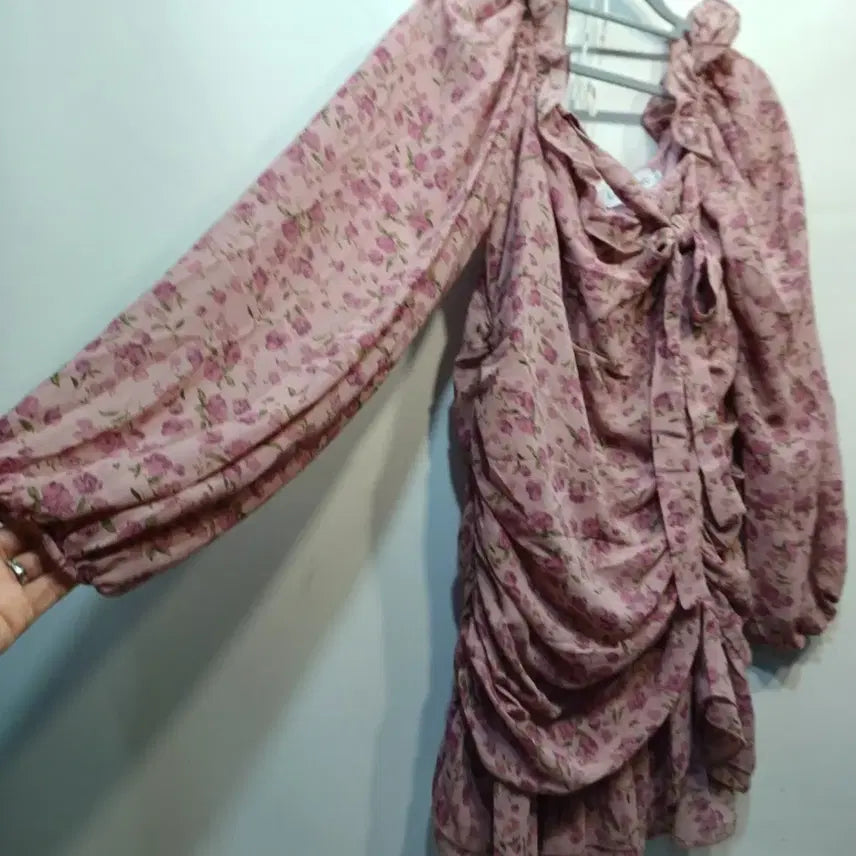[BUNJANG] Pink Floral Shirred Long Dress (Size 80) / 핑크 플라워 셔링 롱원피스80사이즈 여름 64161