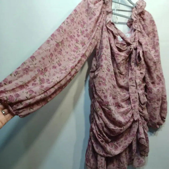 [BUNJANG] Pink Floral Shirred Long Dress (Size 80) / 핑크 플라워 셔링 롱원피스80사이즈 여름 64161
