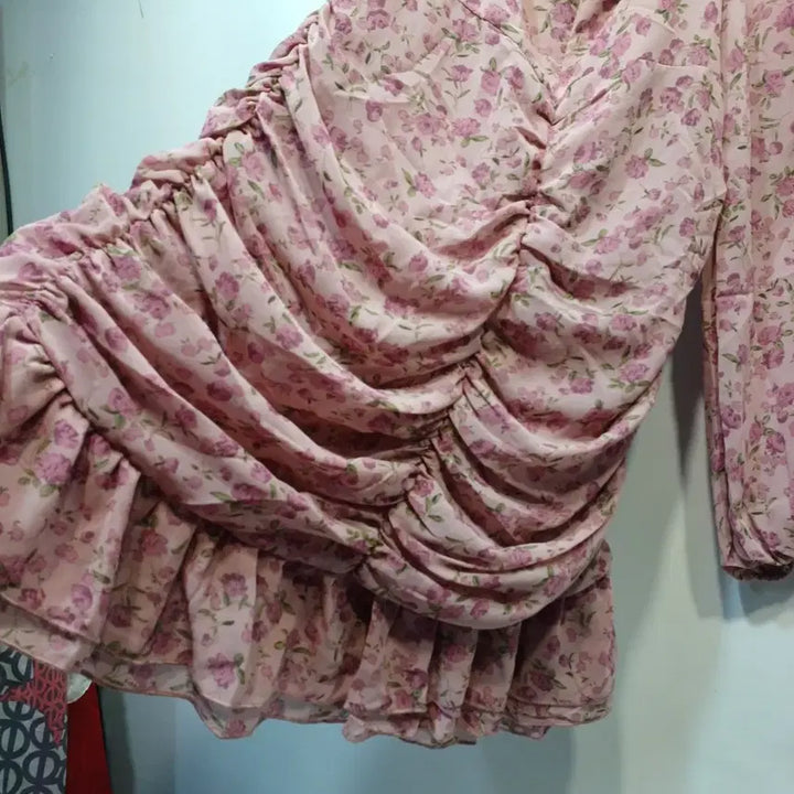[BUNJANG] Pink Floral Shirred Long Dress (Size 80) / 핑크 플라워 셔링 롱원피스80사이즈 여름 64161