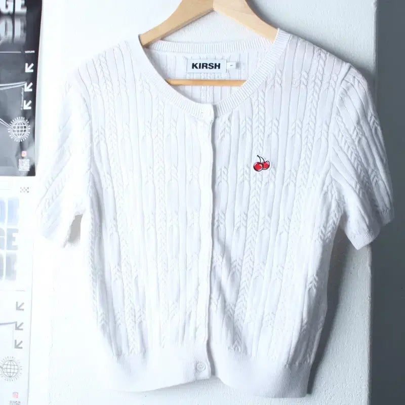 [BUNJANG] Kirsh White Crop Knit Cardigan / W(S-M) 키르시 반팔 티셔츠 니트 가디건 화이트 크롭-18303