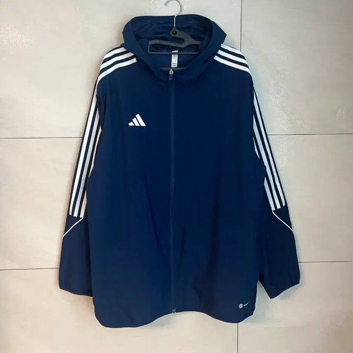 [SOLD OUT] [3XL] 아디다스 삼선 후드 러닝 바람막이 네이비