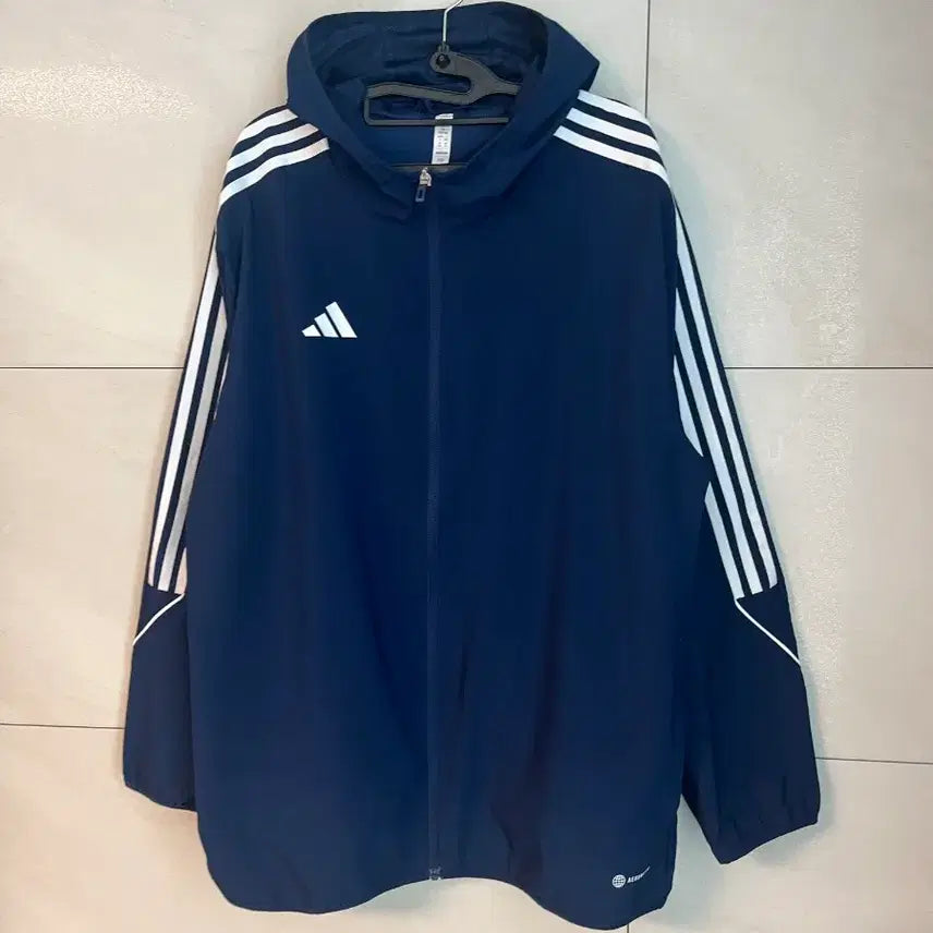 [SOLD OUT] [3XL] 아디다스 삼선 후드 러닝 바람막이 네이비