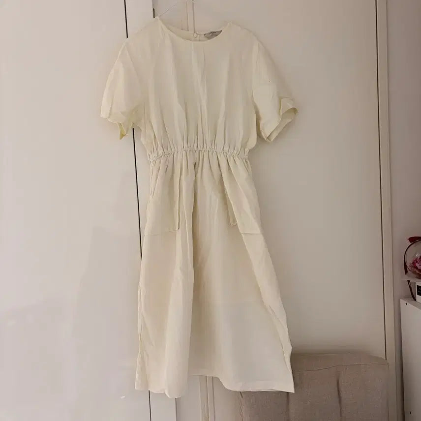 [BUNJANG] Ivory Long Dress / 아이보리 반팔 롱 원피스