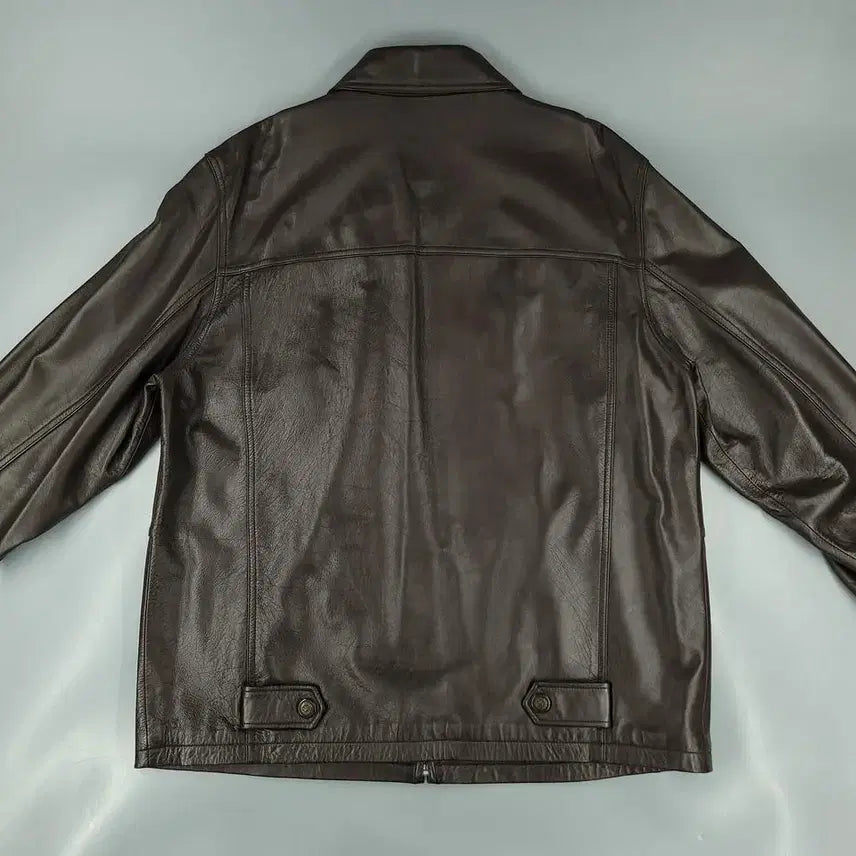[BUNJANG] MILONO Brown Split Leather Jacket / MILONO 밀라노 브라운 절개 백신치 카라넥 램스킨 양가죽 싱글 레더자