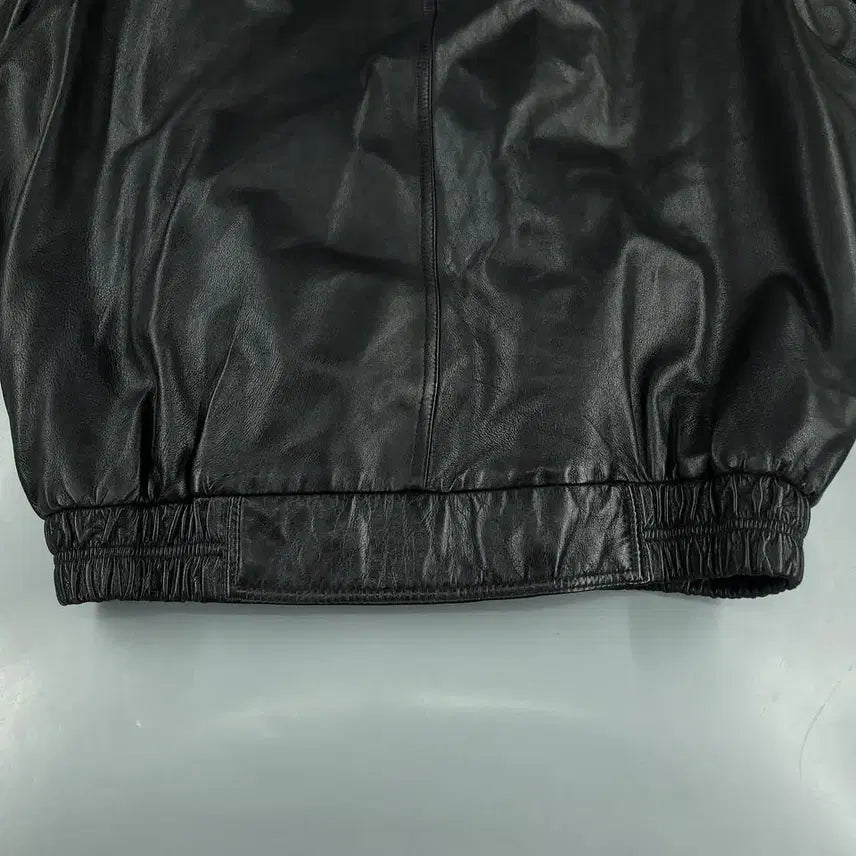 [BUNJANG] Vintage Aging Black Leather Jacket / 빈티지 에이징블랙 절개 히든지퍼 이너조끼 봄버 램스킨 양가죽 레더자켓 가