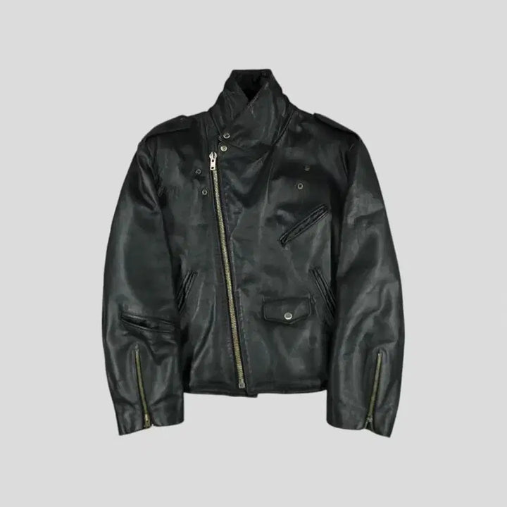 [BUNJANG] Lee Ssangbangwool 00s Aging Black Logo Inner Quilted Shoulder Detail Jacket / LEE 리 쌍방울 00s 에이징 블랙 로고 각인 이너퀼팅 언발란스 어깨견