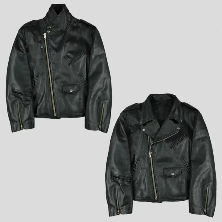[BUNJANG] Lee Ssangbangwool 00s Aging Black Logo Inner Quilted Shoulder Detail Jacket / LEE 리 쌍방울 00s 에이징 블랙 로고 각인 이너퀼팅 언발란스 어깨견
