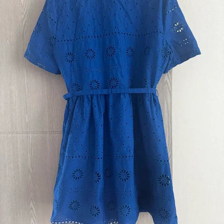 [BUNJANG] ZARA Blue Punching Cotton Shirt Dress L / ZARA 자라 블루 펀칭 자수 셔츠 면 원피스 L