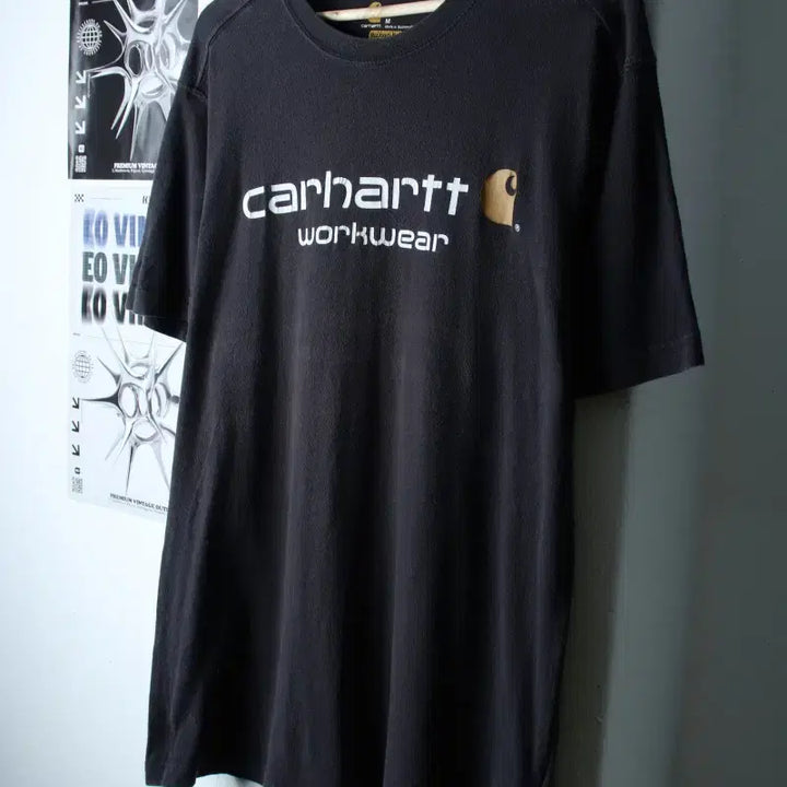 [BUNJANG] Carhartt Big Logo Lettering T-shirt / (M-L) 칼하트 반팔 티셔츠 빅로고 레터링 에이징 블랙-18307