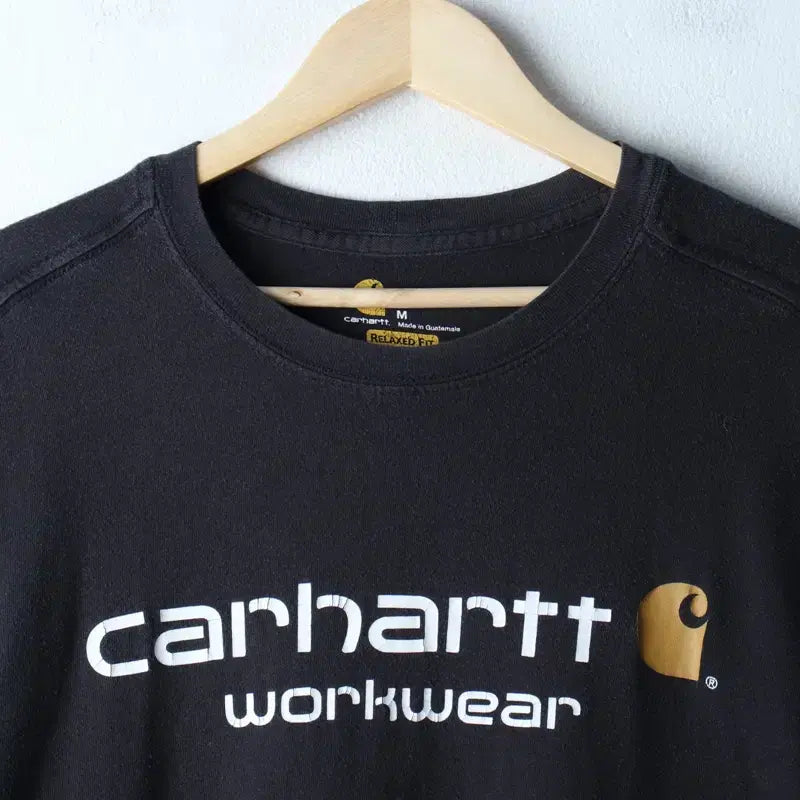 [BUNJANG] Carhartt Big Logo Lettering T-shirt / (M-L) 칼하트 반팔 티셔츠 빅로고 레터링 에이징 블랙-18307
