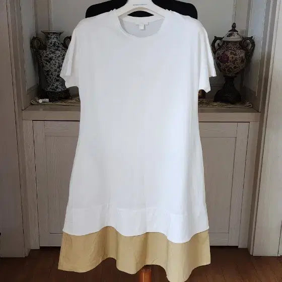 [BUNJANG] COS White/Beige Color Block Dress / COS 코스 화이트/베이지 원피스