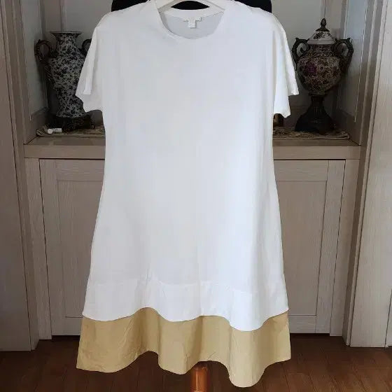 [BUNJANG] COS White/Beige Color Block Dress / COS 코스 화이트/베이지 원피스