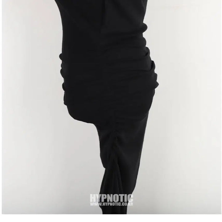 [SOLD OUT] 히프나틱 메블릿 셔링 머메이드 롱원피스 블랙