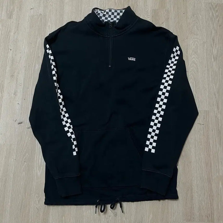 [BUNJANG] Vans Checkerboard Half-Zip Sweatshirt [Black] L / 반스 체커보드 사이드라인 하프집업 맨투맨 [블랙] L/100