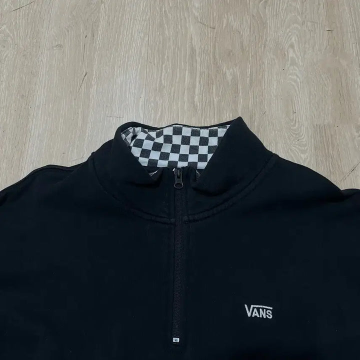 [BUNJANG] Vans Checkerboard Half-Zip Sweatshirt [Black] L / 반스 체커보드 사이드라인 하프집업 맨투맨 [블랙] L/100