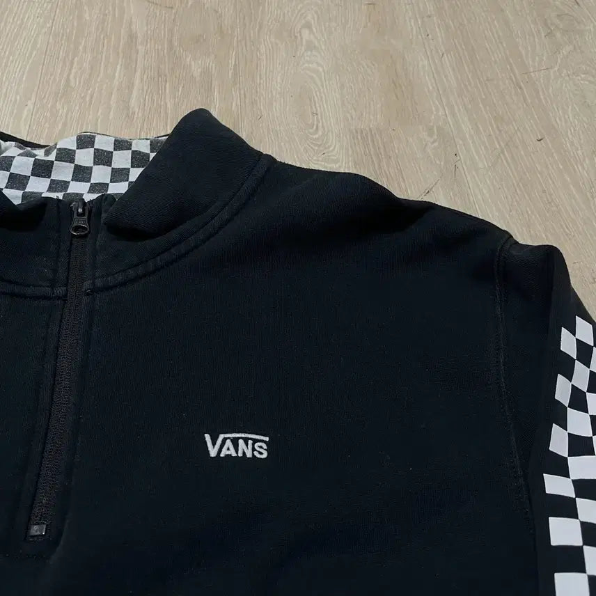 [BUNJANG] Vans Checkerboard Half-Zip Sweatshirt [Black] L / 반스 체커보드 사이드라인 하프집업 맨투맨 [블랙] L/100